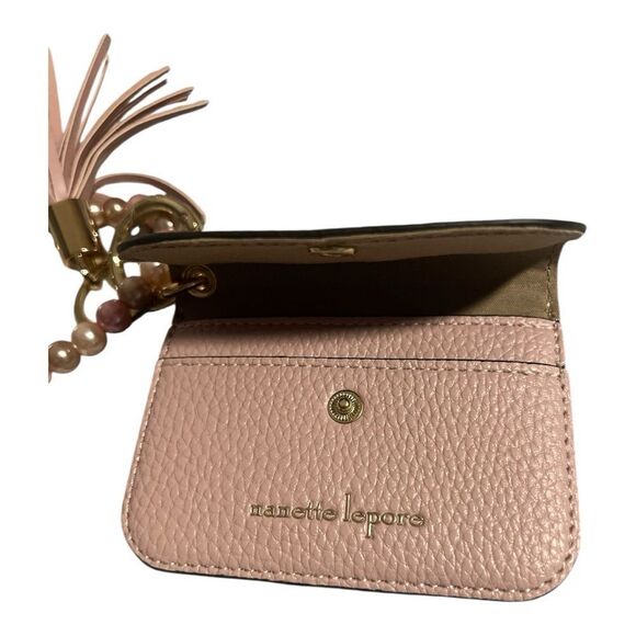 NWOT Nanette Lepore Pink and Brown Key & Card Holder Set - Picture 2 of 3